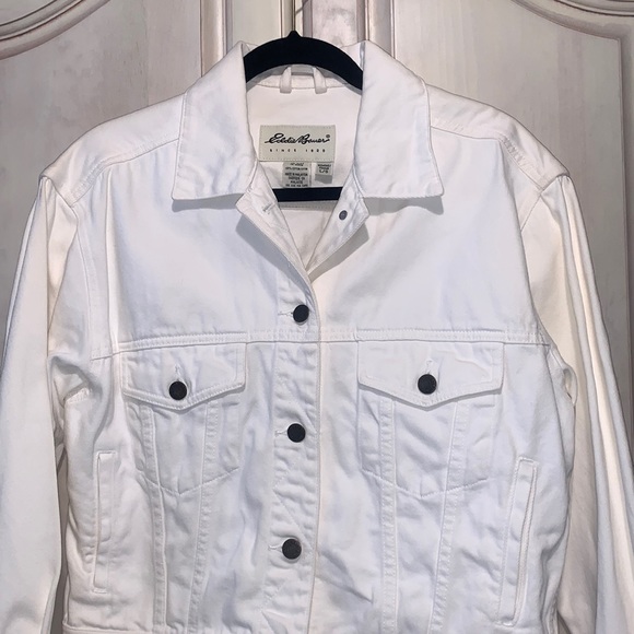Vintage 90’s Eddie Bauer White Denim Jean Jacket - Picture 3 of 9